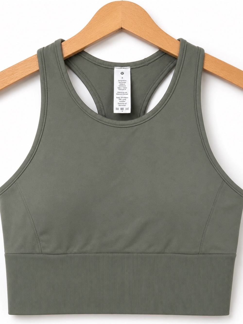 lululemon Ebb to Train Bra Grey Sage Size 4 C/D High Neck Longline - Picture 1 of 6